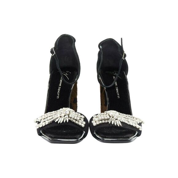 Giuseppe Zanotti 2017 Sabine Black Suede Crystal Embellished Leopard Sandal Eu39 - Picture 3 of 7